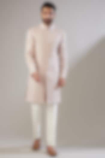 Pale Pink Jacquard Sherwani Set by VICUGNA
