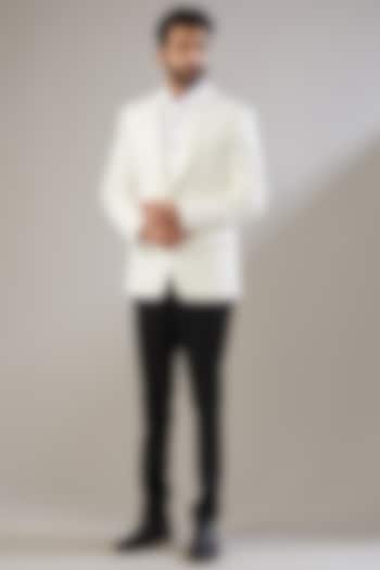 Off-White Jacquard Tuxedo Set by VICUGNA