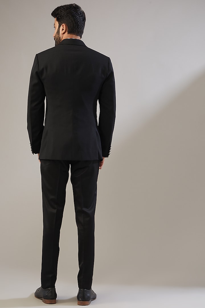 Black Poly Viscose Tuxedo Set by VICUGNA at Pernia's Pop Up Shop