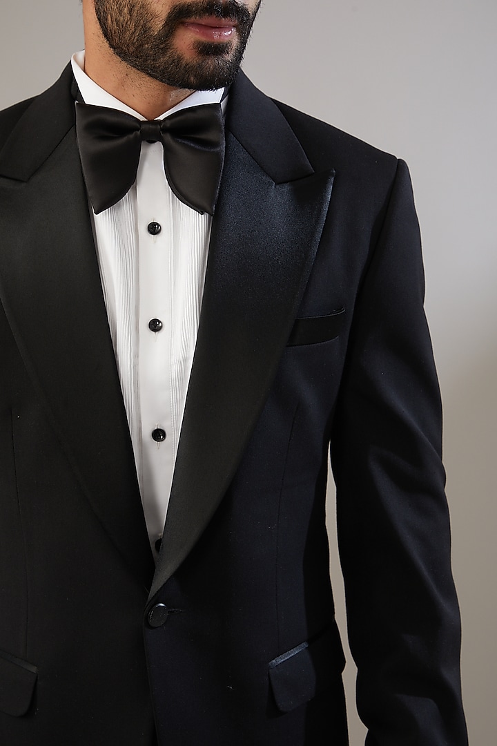 Black Poly Viscose Tuxedo Set by VICUGNA at Pernia's Pop Up Shop