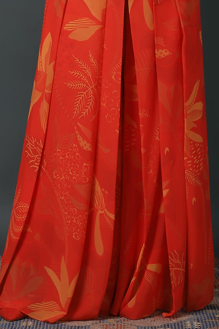Orange Luxury Georgette Digital Printed Cape Set by VINNY KHURANA OFFICIAL at Pernia's Pop Up Shop