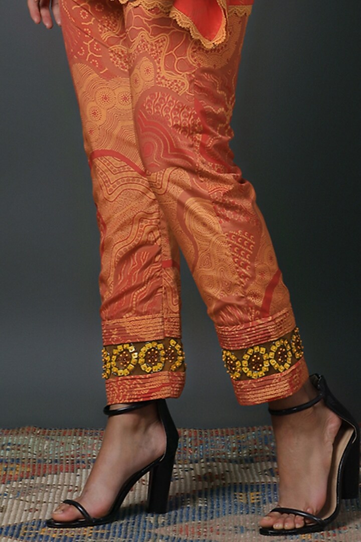 Orange Luxury Crepe Digital Printed Co-Ord Set by VINNY KHURANA OFFICIAL at Pernia's Pop Up Shop