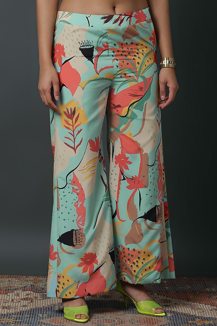 Powder Blue Natural Crepe Digital Printed Co-Ord Set by VINNY KHURANA OFFICIAL at Pernia's Pop Up Shop