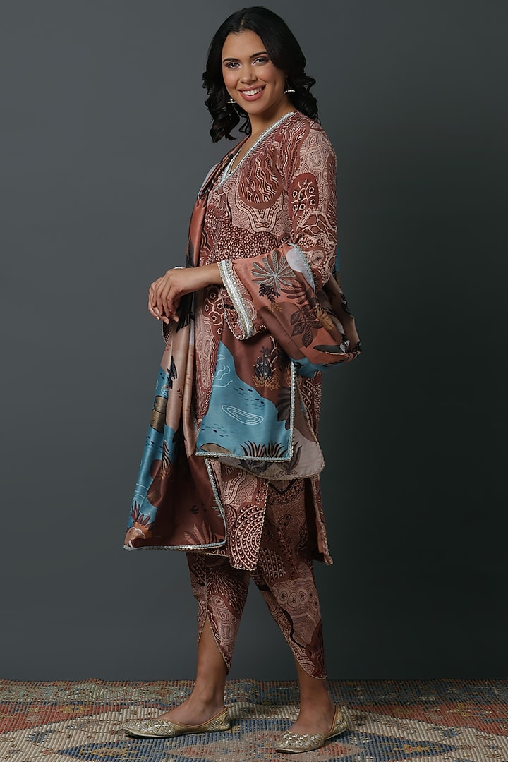 Brown Natural Crepe Digital Printed Kurta Set by VINNY KHURANA OFFICIAL at Pernia's Pop Up Shop