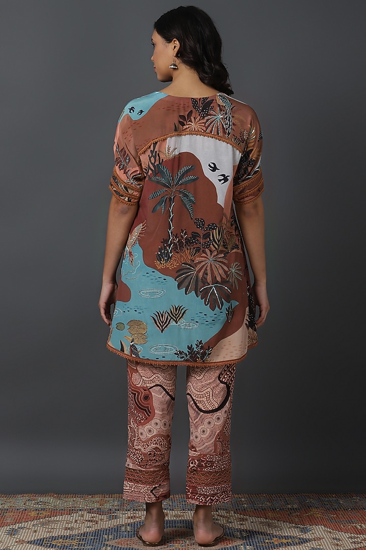 Brown Natural Crepe Digital Printed Co-Ord Set by VINNY KHURANA OFFICIAL at Pernia's Pop Up Shop