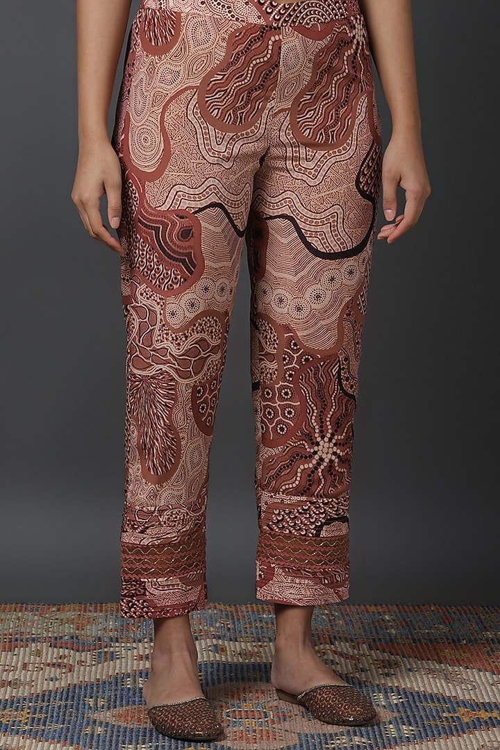 Brown Natural Crepe Digital Printed Co-Ord Set by VINNY KHURANA OFFICIAL at Pernia's Pop Up Shop