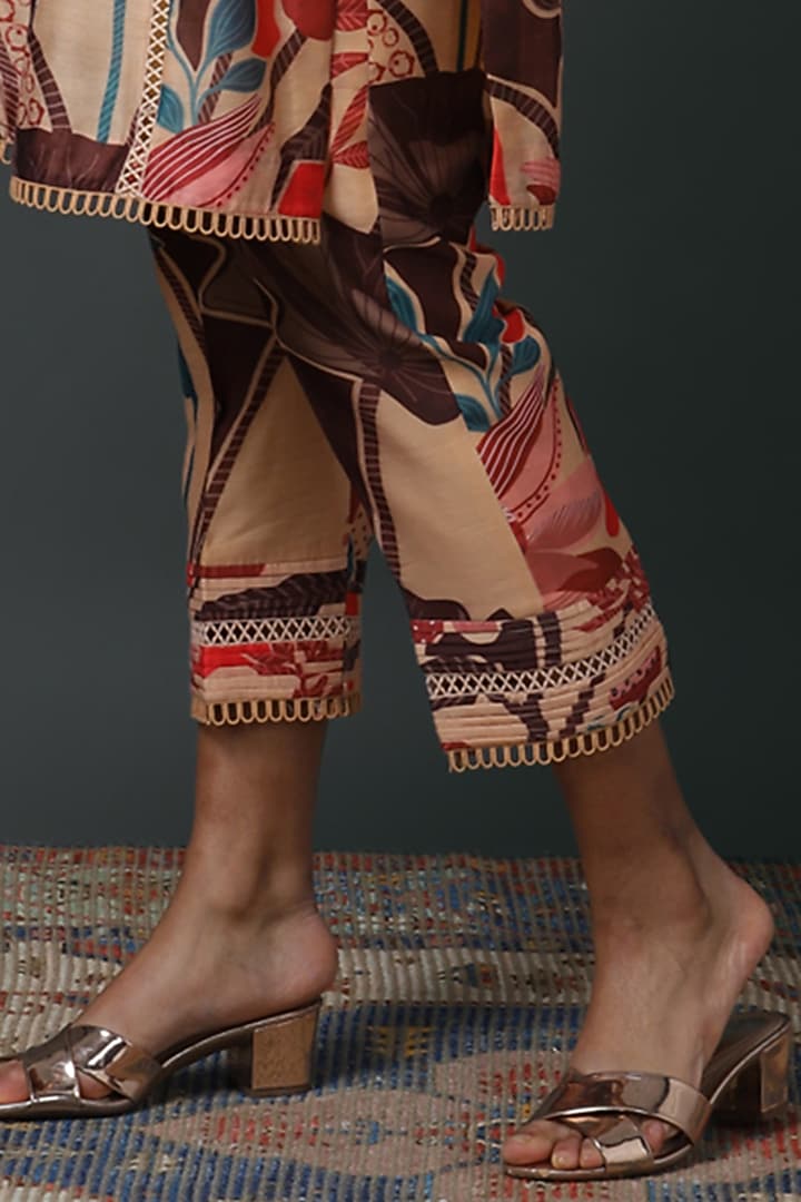 Beige Cotton Silk Digital Printed Kurta Set by VINNY KHURANA OFFICIAL at Pernia's Pop Up Shop