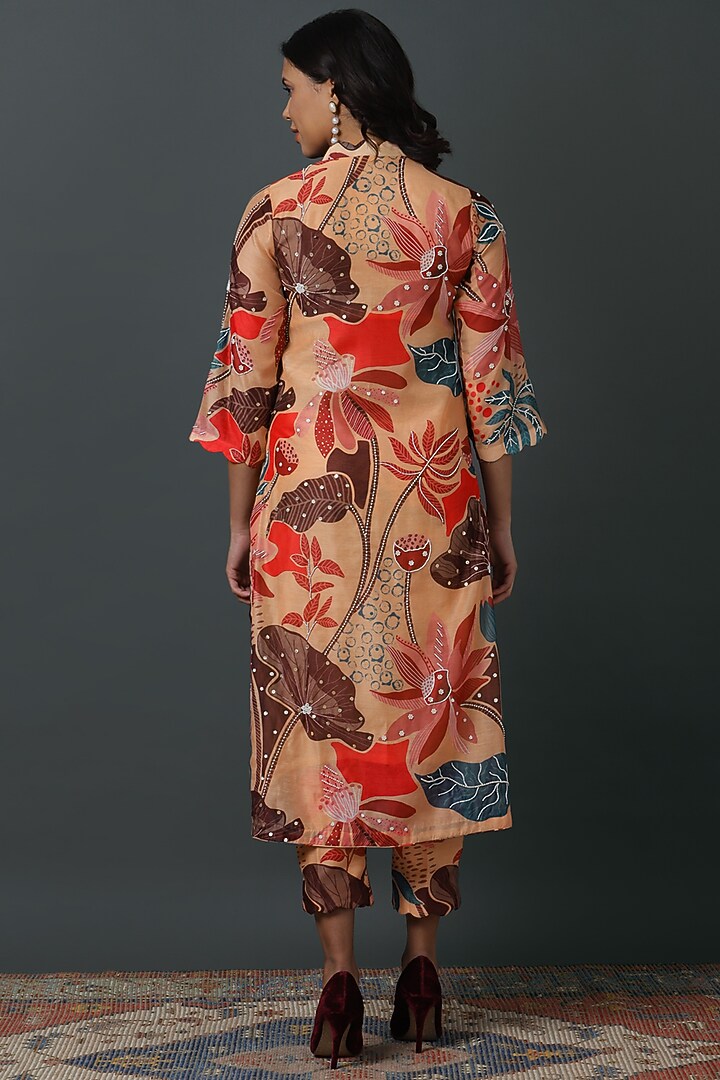 Beige Cotton Silk Digital Printed Kurta Set by VINNY KHURANA OFFICIAL at Pernia's Pop Up Shop
