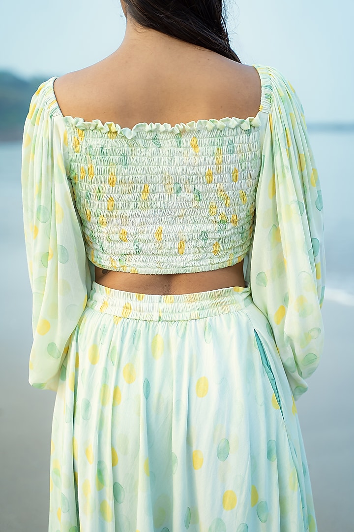 White Bokeh Printed Crop Top by Vilayaa at Pernia's Pop Up Shop