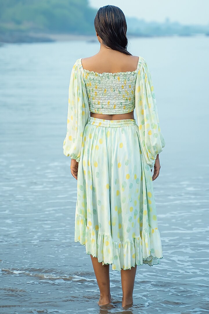 White Printed Asymmetrical Skirt by Vilayaa at Pernia's Pop Up Shop