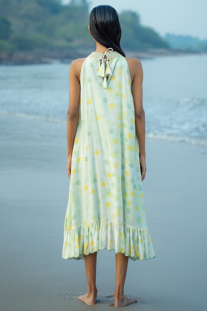 White Printed Asymmetrical Vacation Dress by Vilayaa at Pernia's Pop Up Shop