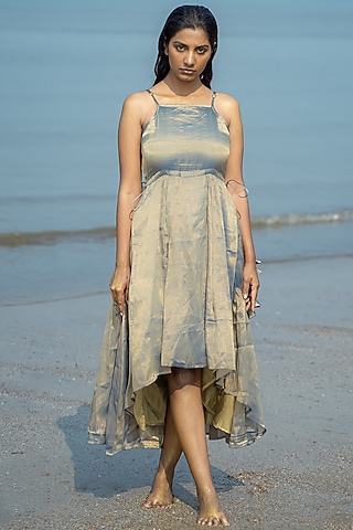 Golden Soya Midi Dress by Vilayaa