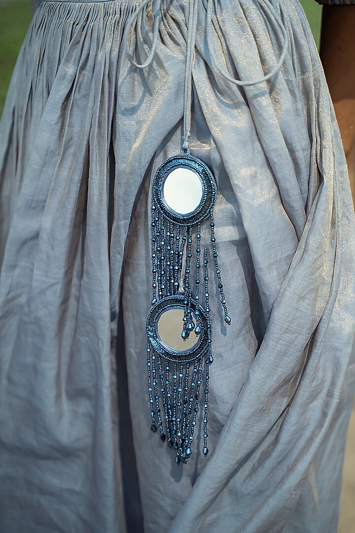 Powder Blue Chanderi Skirt by Vilayaa at Pernia's Pop Up Shop