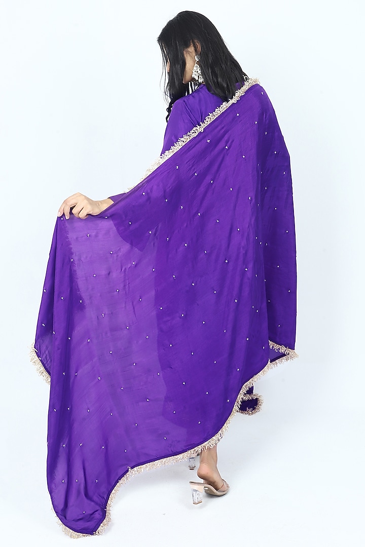 Purple Pure Silk Cutdana & Dabka Embroidered Kurta Set by VILAAS at Pernia's Pop Up Shop