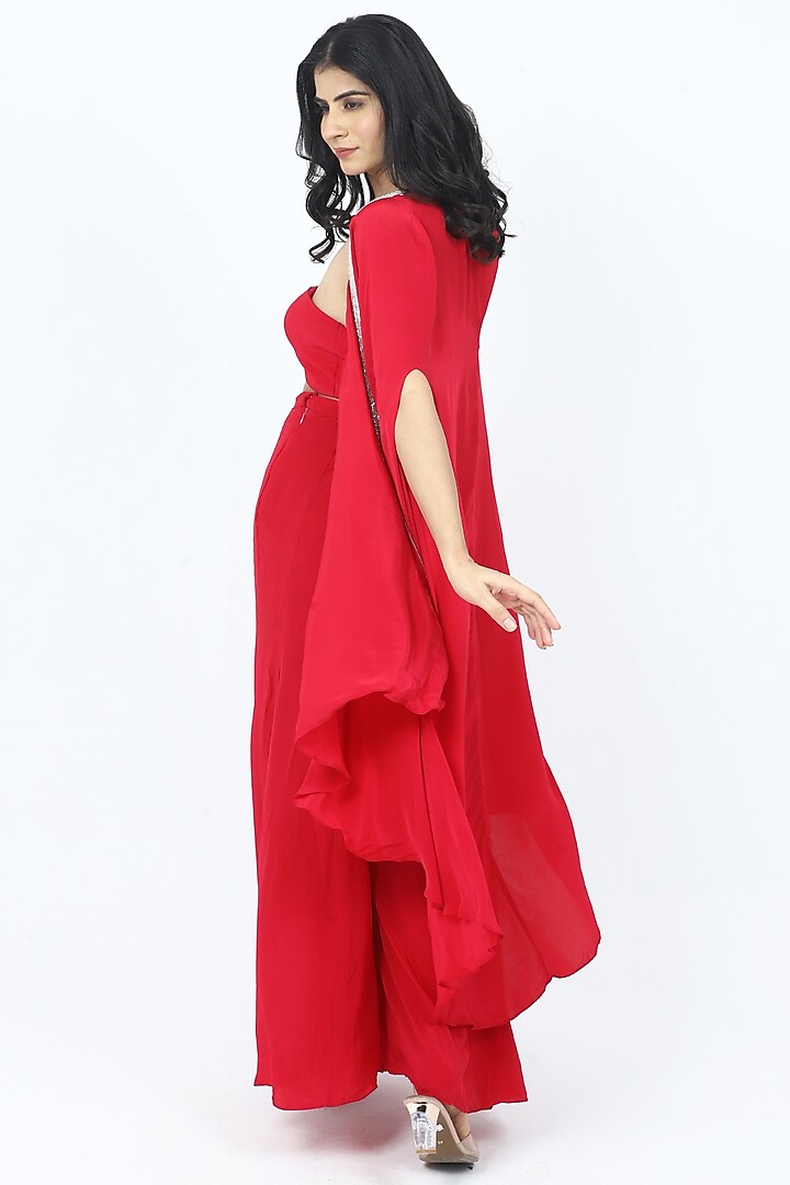 Pink Crepe Cutdana Embroidery Cape Set by VILAAS at Pernia's Pop Up Shop