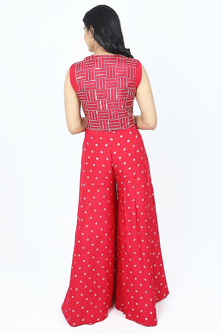 Pink Dola Silk Hand Embroidered Short Jacket Set by VILAAS at Pernia's Pop Up Shop