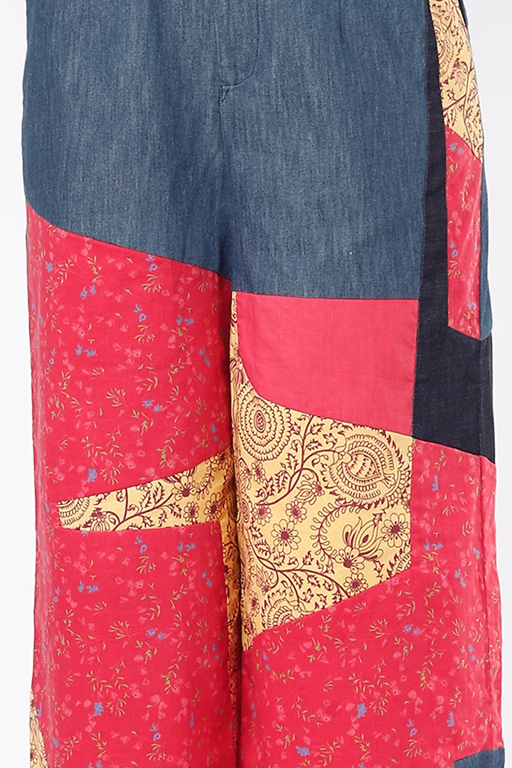 Cobalt Blue & Bright Red Wide-Legged Pants by Vishala Shree at Pernia's Pop Up Shop