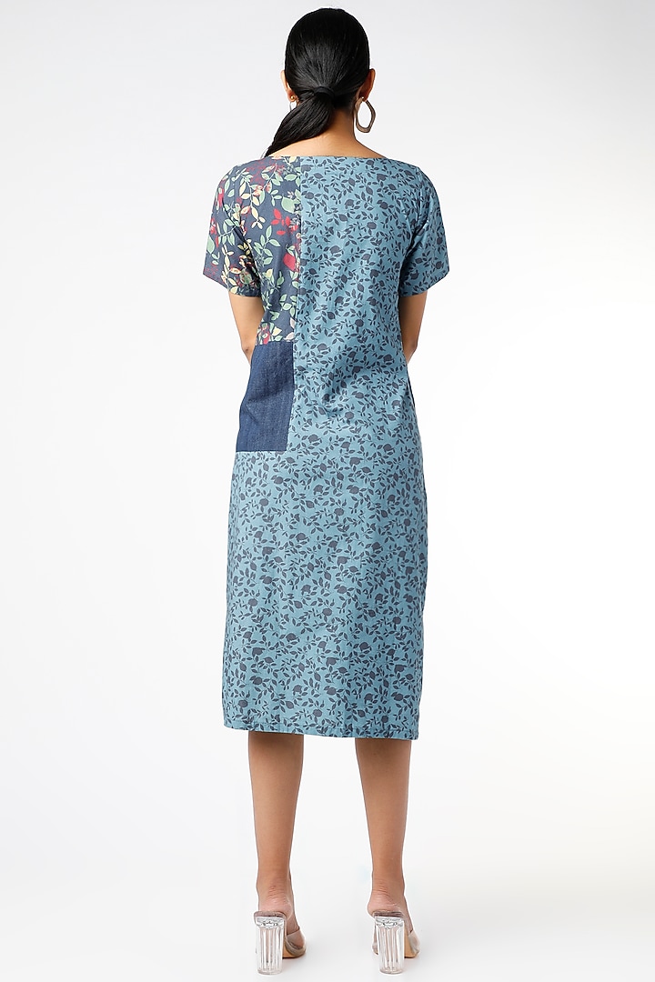 Cobalt Blue Printed Pintucked Tunic by Vishala Shree at Pernia's Pop Up Shop