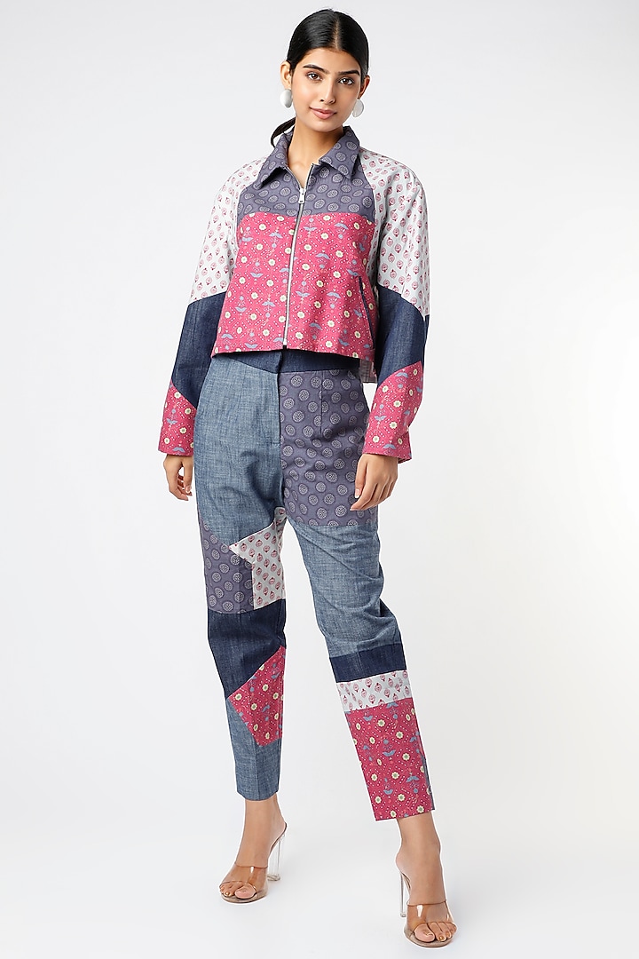 Multi Colored Printed Blocked Pants by Vishala Shree