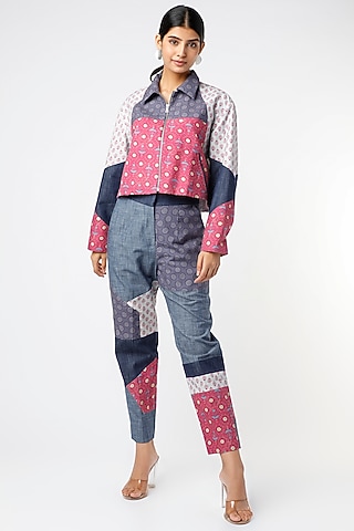 Multi Colored Printed Blocked Pants by Vishala Shree