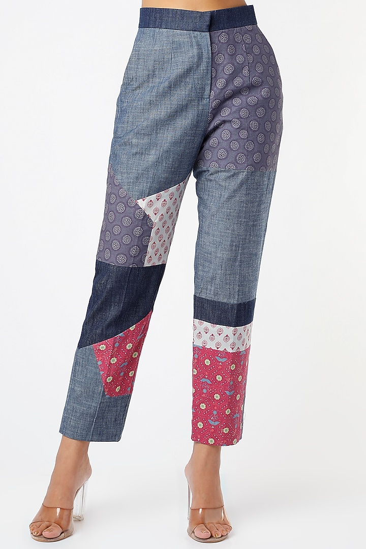 Multi Colored Printed Blocked Pants by Vishala Shree at Pernia's Pop Up Shop
