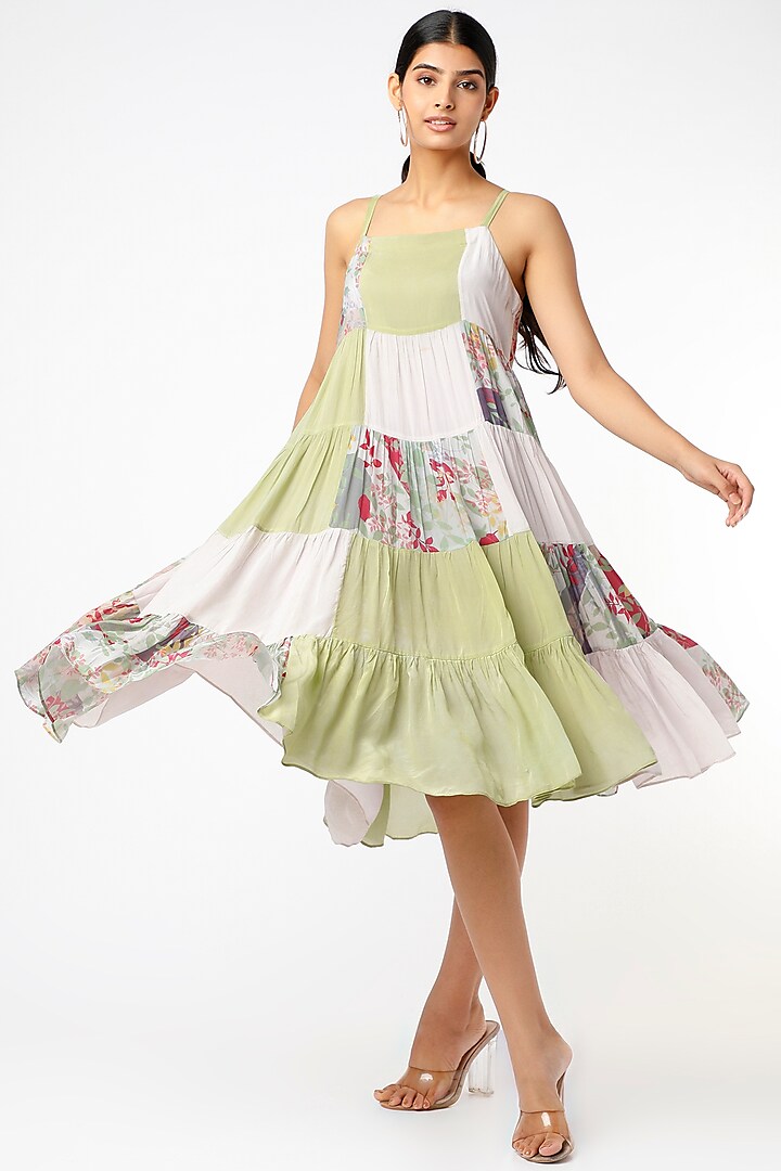 Multi-Colored Printed Tiered Dress by Vishala Shree