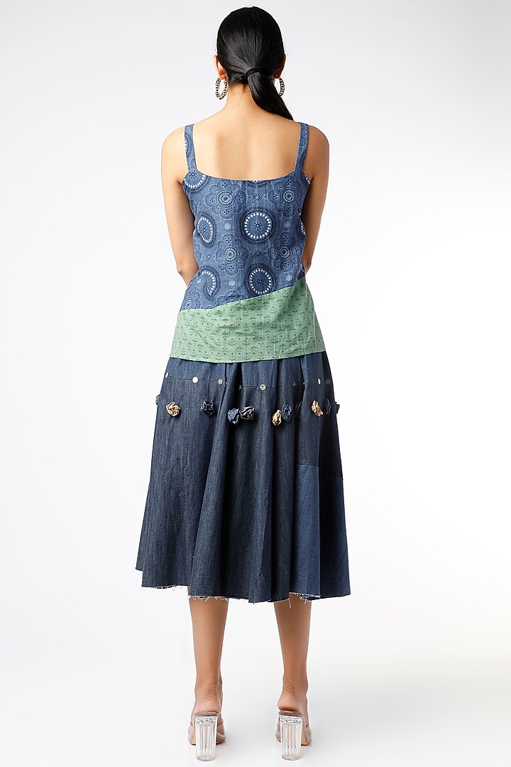 Cobalt Blue Skirt With Sequins Work by Vishala Shree at Pernia's Pop Up Shop
