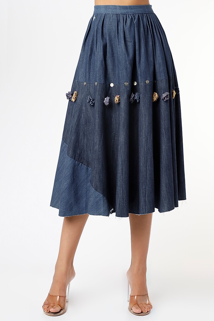 Cobalt Blue Skirt With Sequins Work by Vishala Shree at Pernia's Pop Up Shop