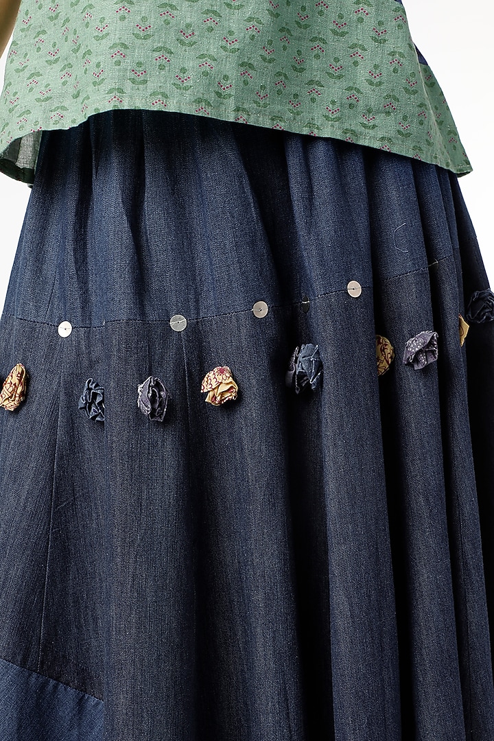 Cobalt Blue Skirt With Sequins Work by Vishala Shree at Pernia's Pop Up Shop