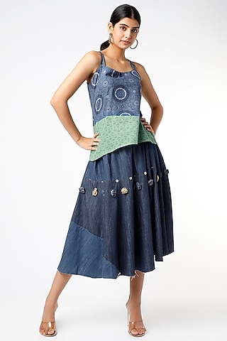 Cobalt Blue Aztec Printed Top by Vishala Shree