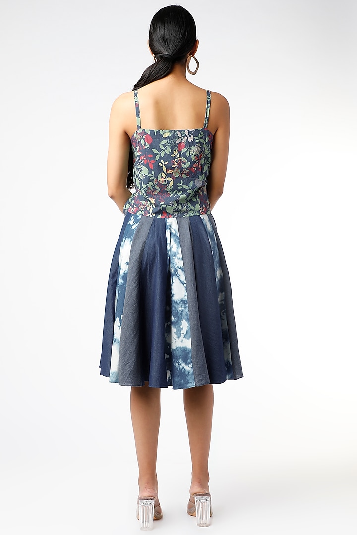 Cobalt Blue Printed Gathered Summer Dress by Vishala Shree at Pernia's Pop Up Shop