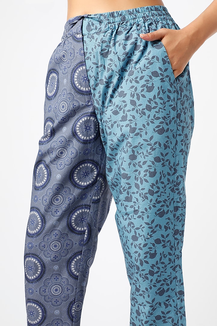 Cobalt Blue Printed Gathered Pants by Vishala Shree at Pernia's Pop Up Shop
