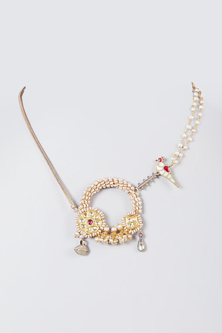 Gold Plated Kundan Polki Necklace In Sterling Silver by Vinanti Manji at Pernia's Pop Up Shop