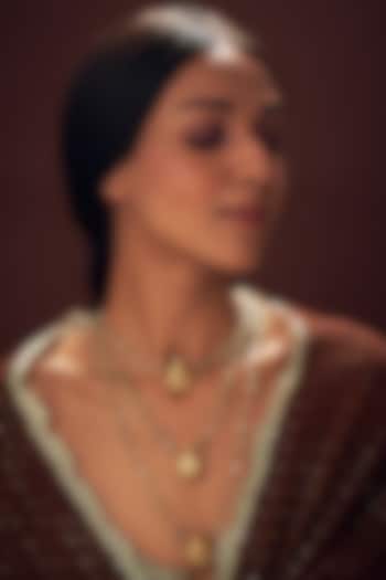 Gold Plated Red Kemp Stone & Flourite Beaded Layered Necklace In Sterling Silver by Vinanti Manji at Pernia's Pop Up Shop