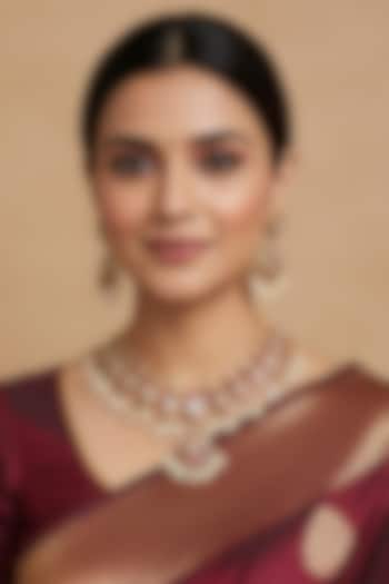 Gold Finish Kundan Polki & Red Stone Necklace Set by Vinanti Manji at Pernia's Pop Up Shop