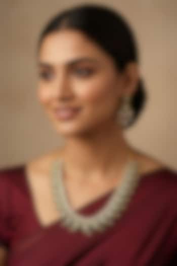 Gold Finish Kundan Polki & Green Stone Necklace Set by Vinanti Manji at Pernia's Pop Up Shop