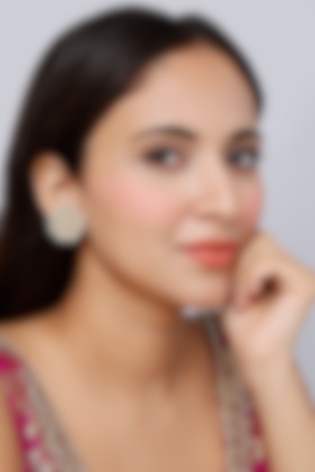 Gold Finish Traditional Stud Earrings In Sterling Silver by Vinanti Manji at Pernia's Pop Up Shop