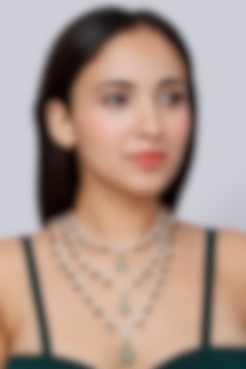 Gold Finish Kundan Polki Indo-Western Layered Necklace In Sterling Silver by Vinanti Manji at Pernia's Pop Up Shop