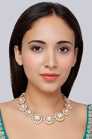 Gold Finish Necklace In Sterling Silver by Vinanti Manji