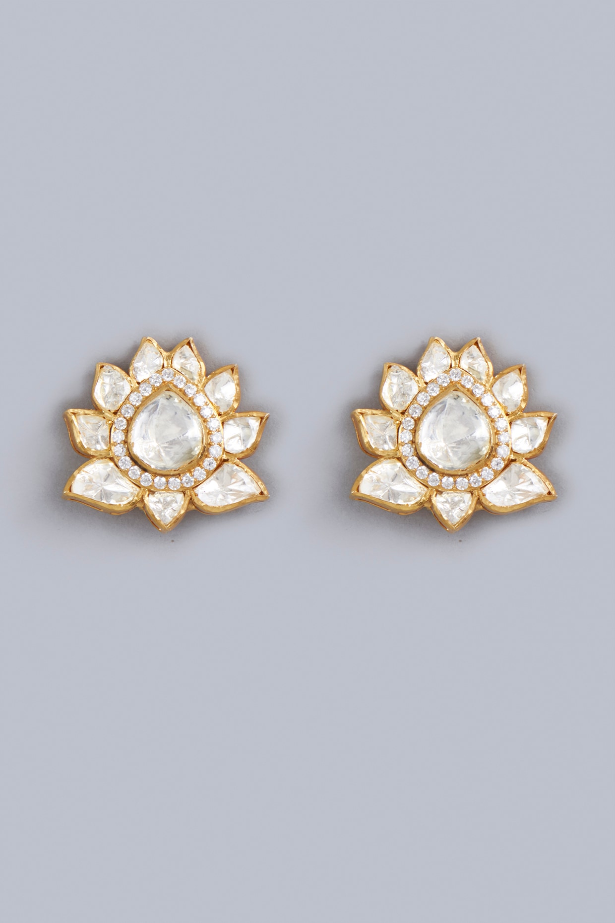 Betteridge 18k Yellow Gold 3.16cttw Diamond Lotus Flower Stud Earrings  F20460 | Betteridge