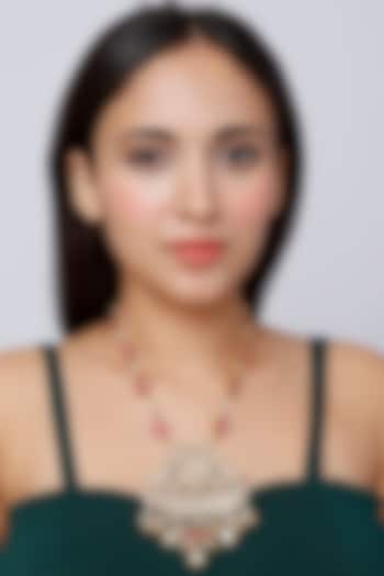 Gold Finish Long Necklace In Sterling Silver by Vinanti Manji at Pernia's Pop Up Shop