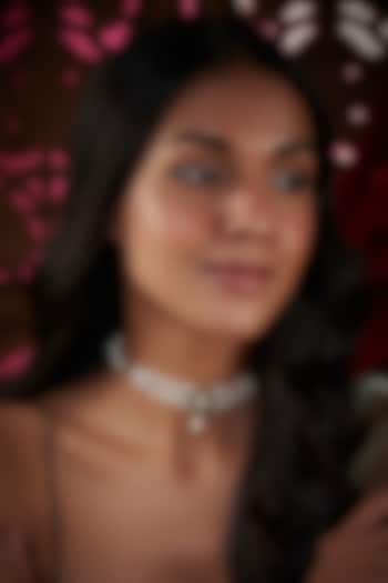 Gold Finish Kundan Polki & Green Onyx Choker Necklace In Sterling Silver by Vinanti Manji at Pernia's Pop Up Shop