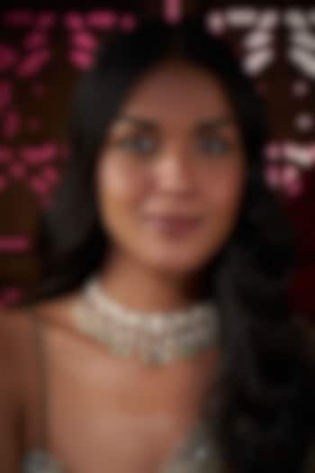 Gold Finish Kundan Polki & Fluorite Stone Necklace In Sterling Silver by Vinanti Manji at Pernia's Pop Up Shop