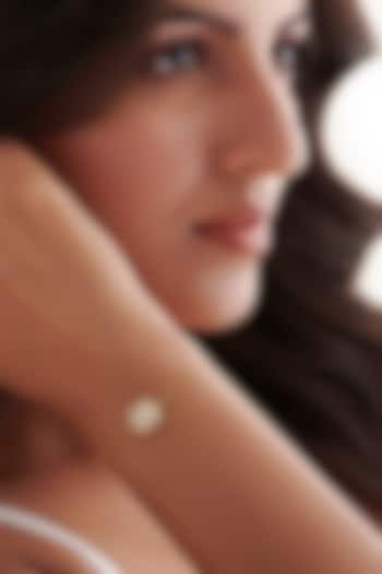 Gold Finish Cubic Zirconia & Kundan Polki Adjustable Bracelet In Sterling Silver by Vinanti Manji at Pernia's Pop Up Shop