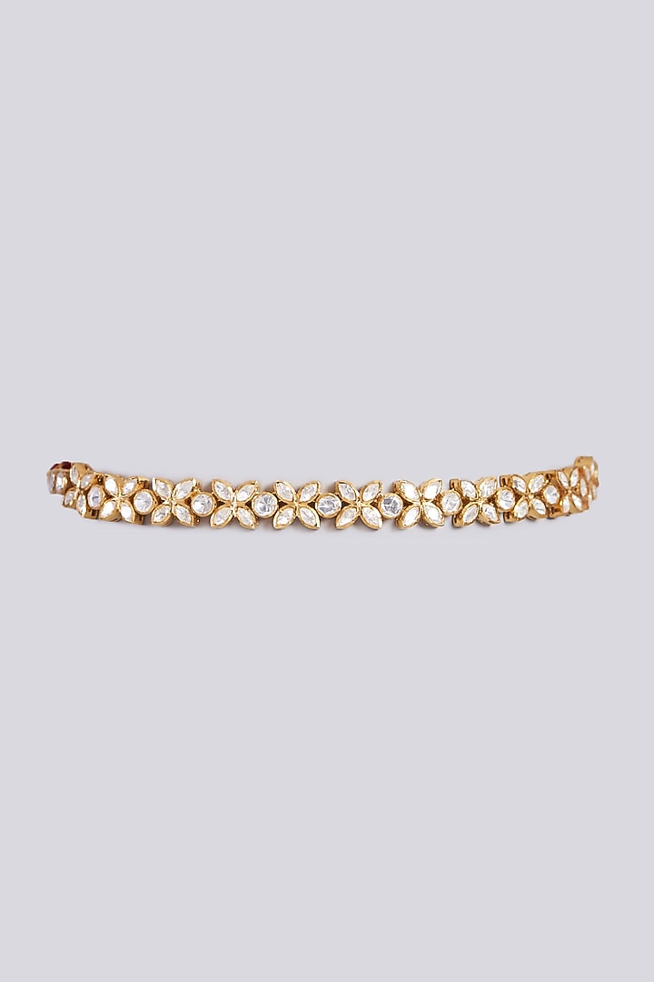Gold Finish Kundan Polki Choker Necklace In Sterling Silver by Vinanti Manji at Pernia's Pop Up Shop