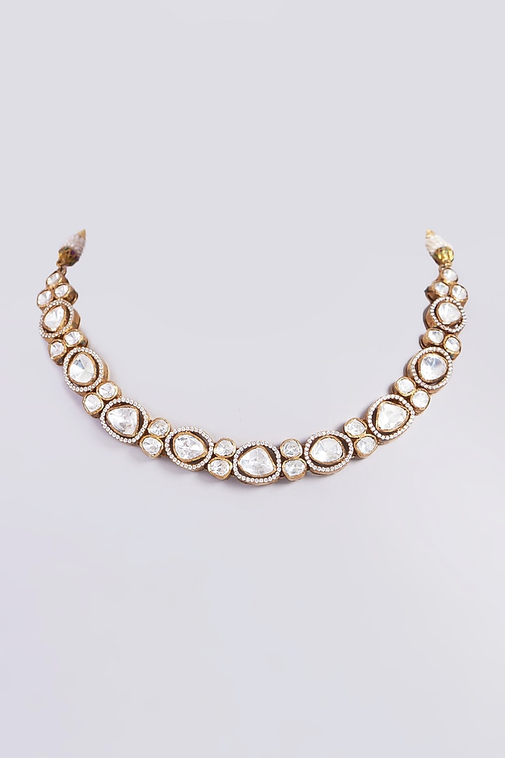 Gold Finish Necklace In Sterling Silver by Vinanti Manji at Pernia's Pop Up Shop