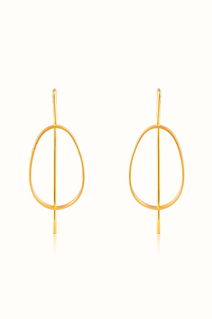 Gold Finish Oval Shaped Hoop Earrings In Sterling Silver by Vinanti Manji at Pernia's Pop Up Shop
