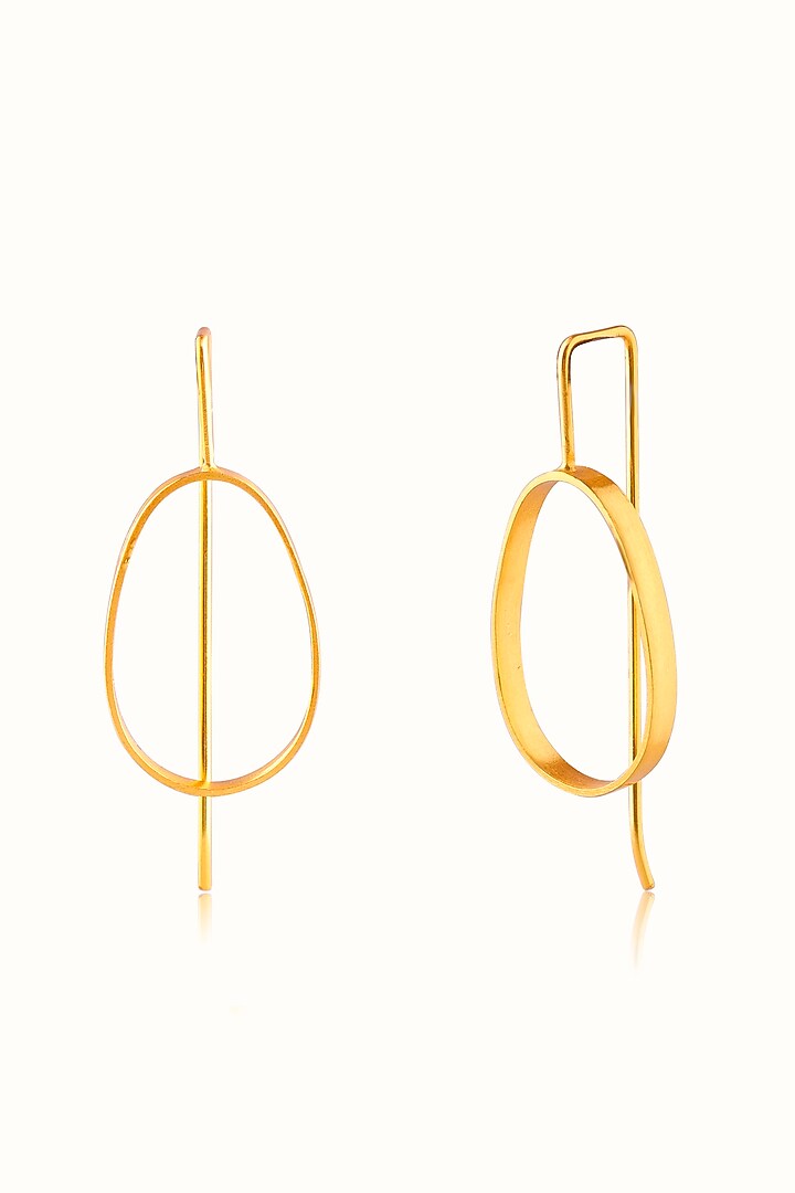 Gold Finish Oval Shaped Hoop Earrings In Sterling Silver by Vinanti Manji at Pernia's Pop Up Shop