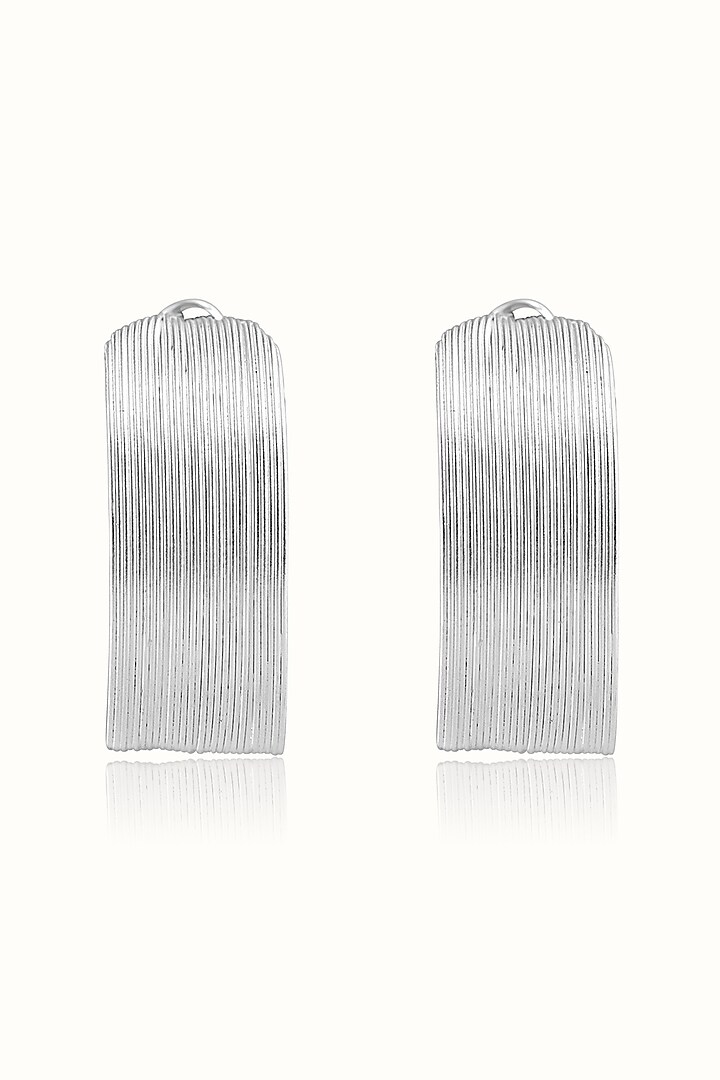 White Matte Finish Hoop Earrings In Sterling Silver by Vinanti Manji at Pernia's Pop Up Shop