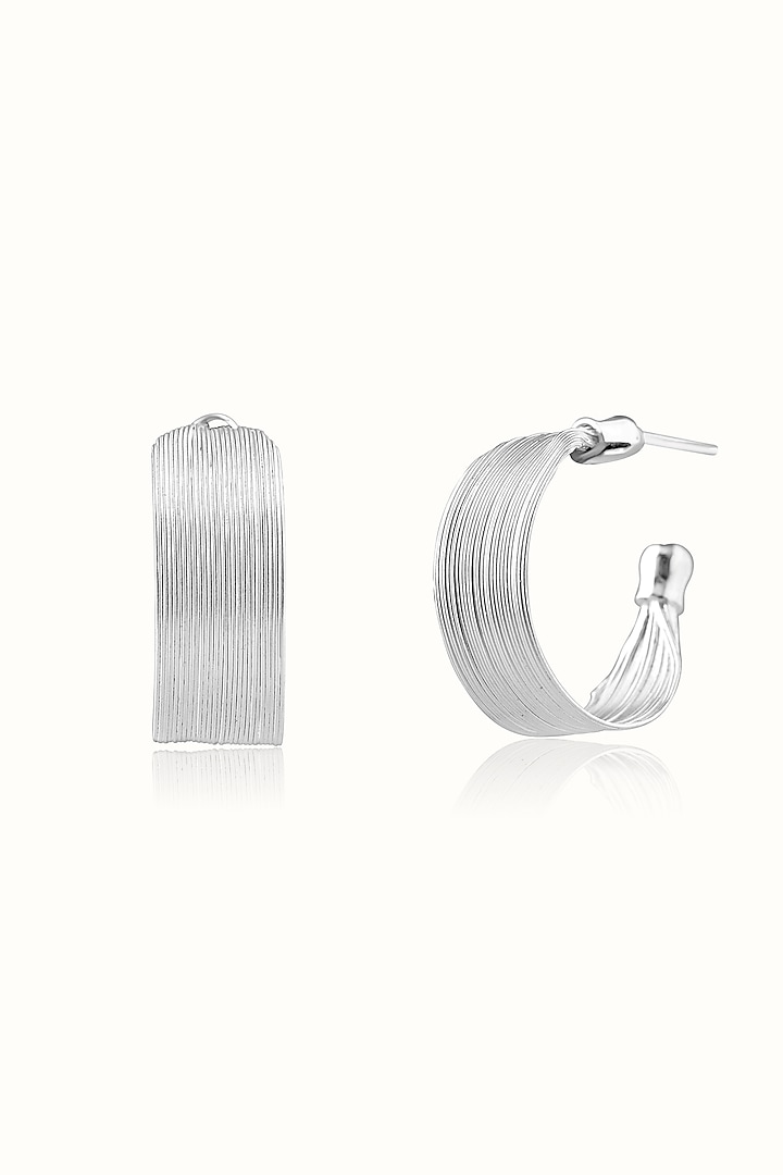 White Matte Finish Hoop Earrings In Sterling Silver by Vinanti Manji at Pernia's Pop Up Shop